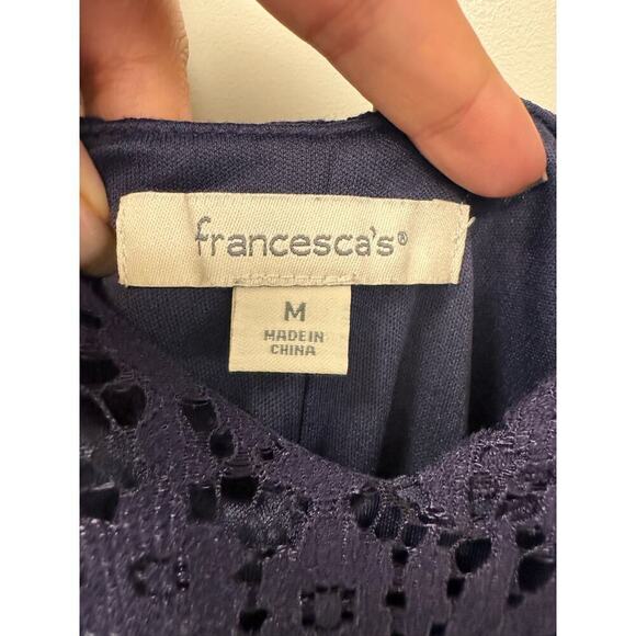Francesca's Navy Lace Long Sleeve Mini Dress Size Medium - Picture 3 of 5
